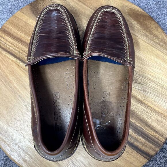 Sperry Top Sider Gold Cup Men's 9 M Brown Woven Loafer Slip On Boat Shoe Loafers - Picture 7 of 9